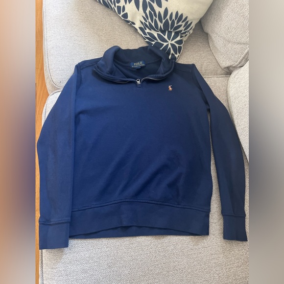 Polo Ralph Lauren Big Boys Interlock Quarter-Zip Pullover Sz M 10-12 Blue - Picture 1 of 3